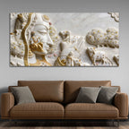 Celestial Kamadhenu Cow and Devotional Heritage 3D Canvas Wall Painting