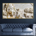Celestial Kamadhenu Cow and Devotional Heritage 3D Canvas Wall Painting
