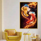 Celestial Koi Harmony Floating Frame Crystal Wall Painting