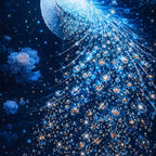 Celestial Peacock Floating Frame Crystal Wall Painting