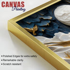 Celestial White Stag with Golden Birds 3D Canvas Wall Painting