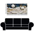 Celestial White Stag with Golden Birds 3D Canvas Wall Painting