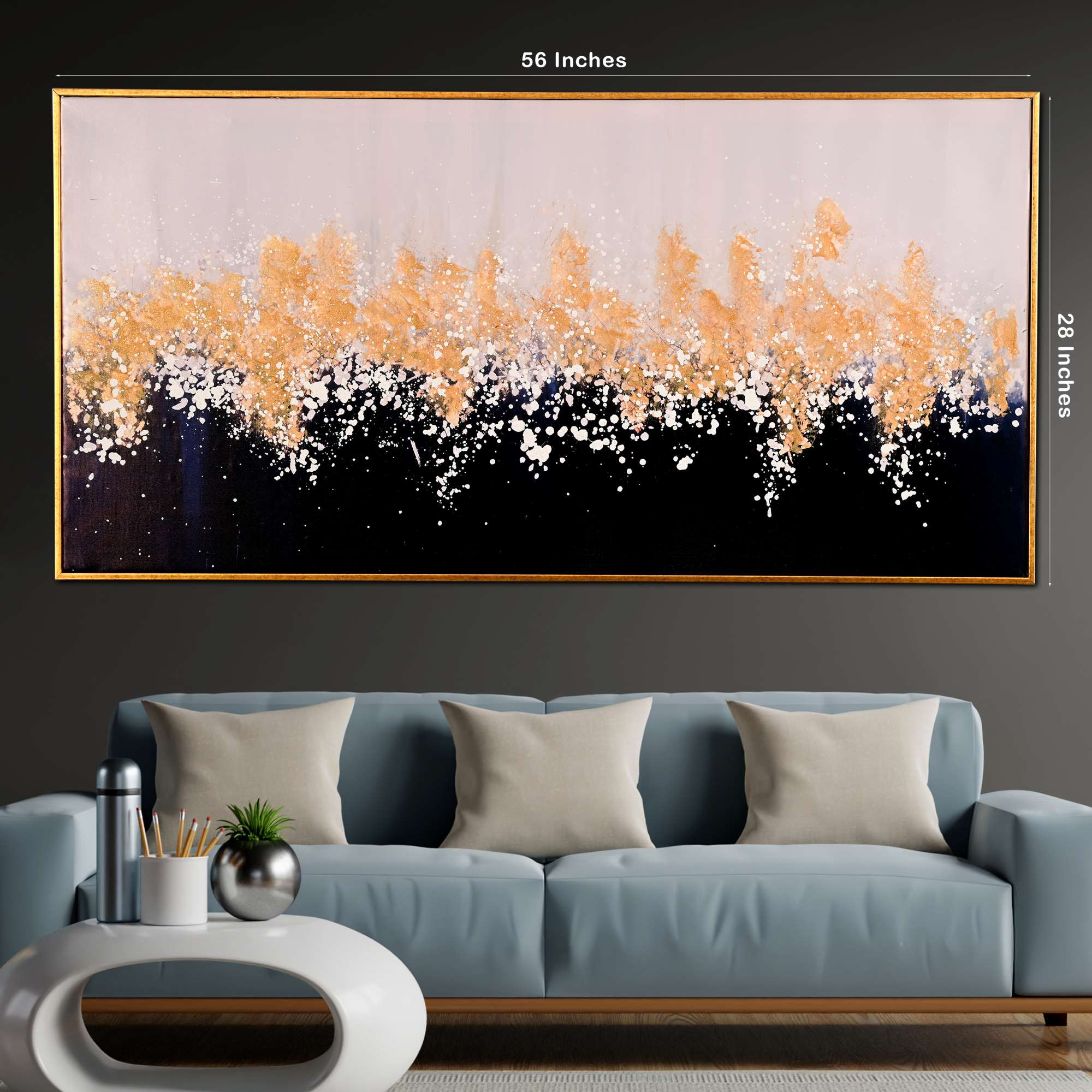 Celestial Symphony Hand Painted Wall Painting with Floating Frame