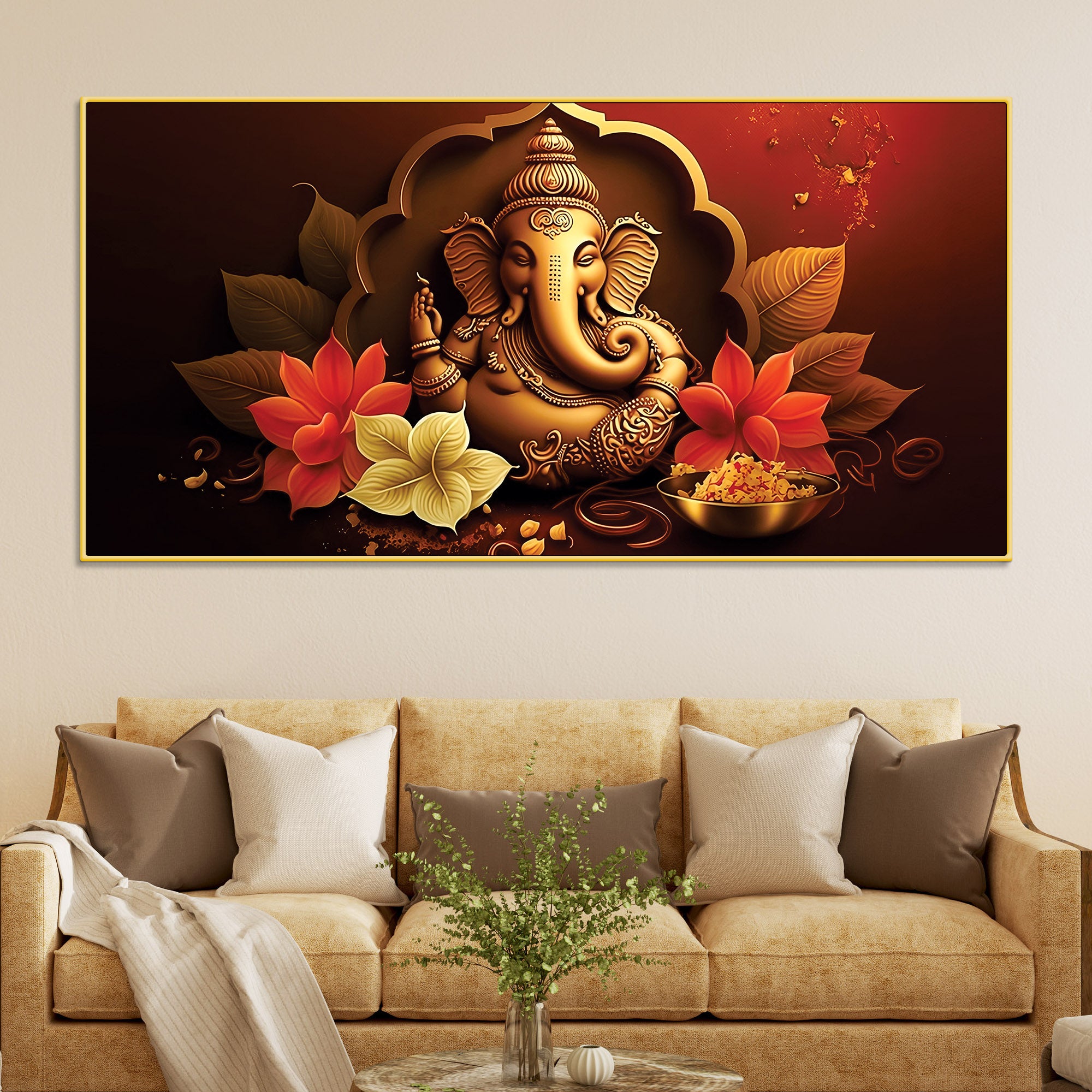 charming-lord-ganesha-blessing-canvas-wall-painting-with-lotus-flower