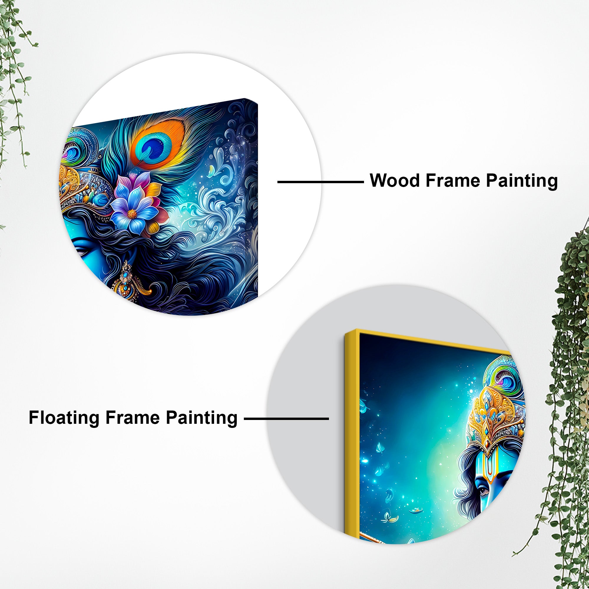 Charming Lord Krishna Blue Portrait Canvas Wall Painting for Home & Office – Modern Spiritual Wall Decor