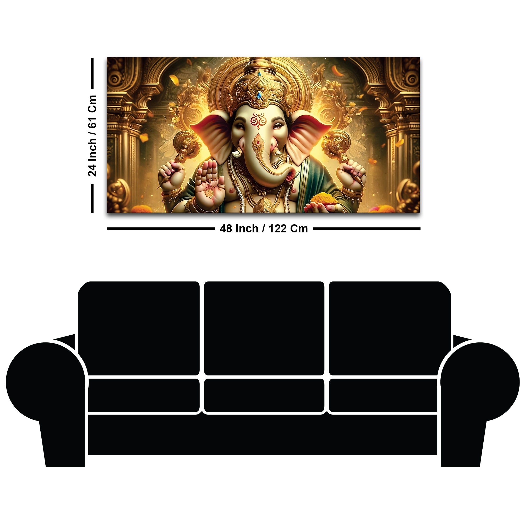 Charming Lord Shri Ganeshji Spiritual Canvas Wall Painting for Home & Office Decoration – Modern Religious Wall Art