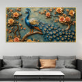 Charming Royal Peacock on Floral Branch 3D Canvas Wall Painting