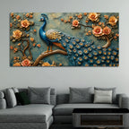 Charming Royal Peacock on Floral Branch 3D Canvas Wall Painting