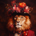 Charming Stag, Lion in Hat & Elegant Zebra Floating Frame Crystal Wall Painting Set of 3