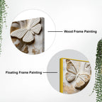 Charming Woman Face with White and Golden Butterflies 3D Canvas Wall Painting