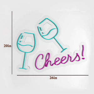 Cheers Wine Glass Design Neon LED Light