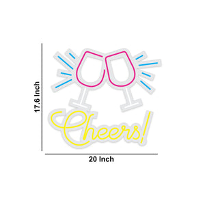 Cheers Wine Glass Text Neon Sign LED Light