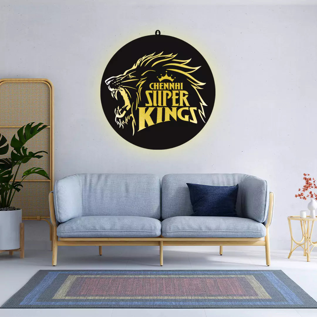 Chennai Super Kings CSK LED Wall Hanging Frame for Cricket Wall Decor
