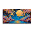 Cherry Blossom Moon Abstract Canvas Painting for Home Decor