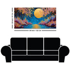 Cherry Blossom Moon Abstract Canvas Painting for Home Decor