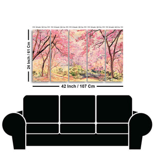 Cherry Blossom Tree Premium Wall Painting Set of Five Pieces