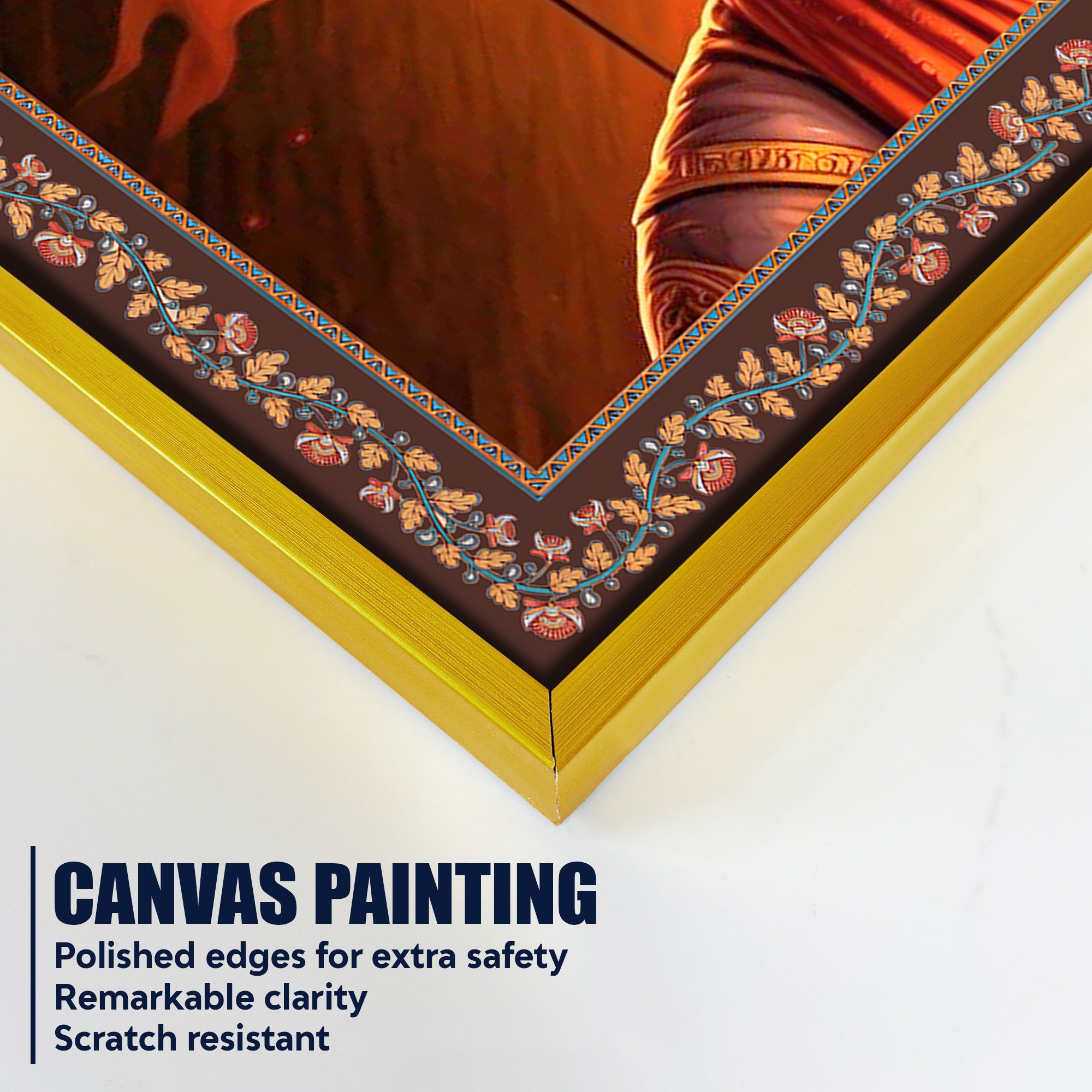 ChhatrapatiShivaji Maharaj Floral Border Canvas Wall Painting