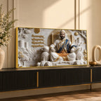 Chhatrapati Shivaji Maharaj on Royal Throne 3D Canvas Wall Painting