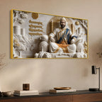 Chhatrapati Shivaji Maharaj on Royal Throne 3D Canvas Wall Painting
