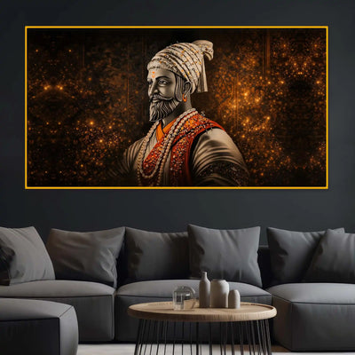 Chhatrapati Shivaji Maharaj Royal Crystal Glass Wall Painting
