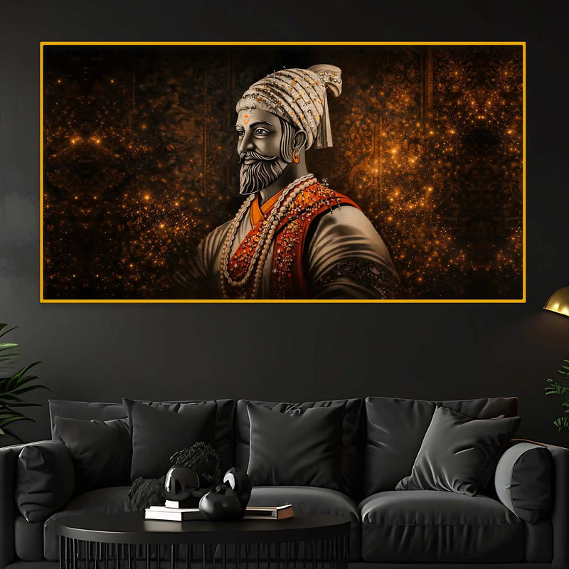 Chhatrapati Shivaji Maharaj Royal Crystal Glass Wall Painting