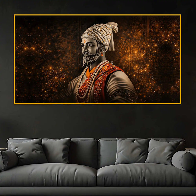 Chhatrapati Shivaji Maharaj Royal Crystal Glass Wall Painting