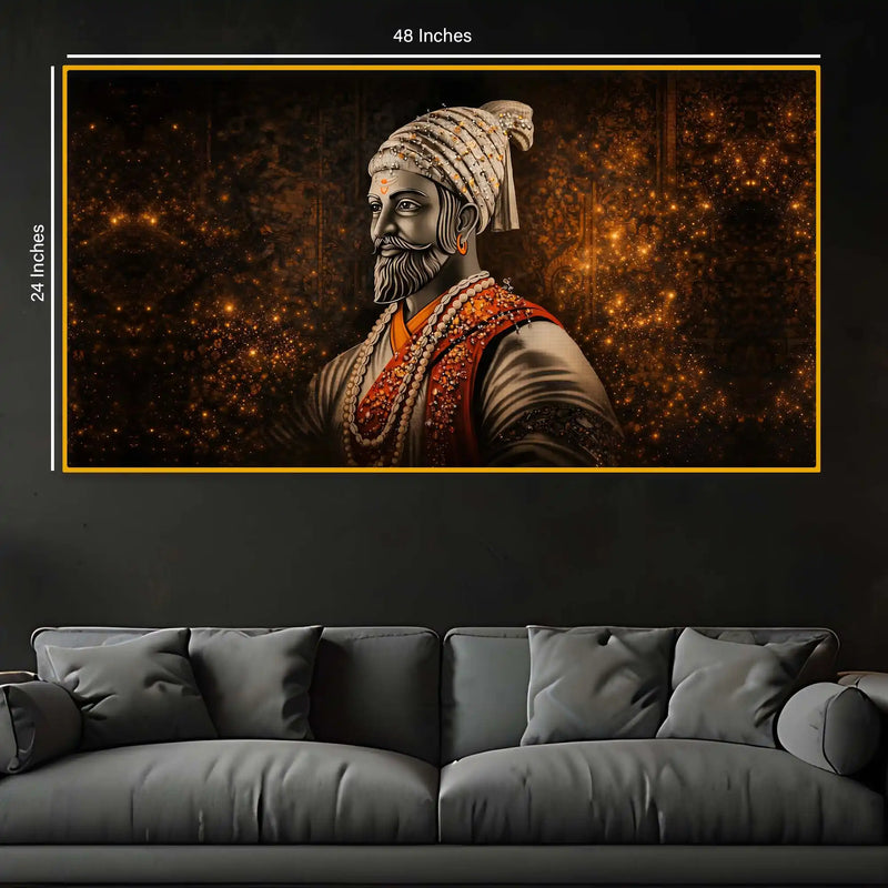 Chhatrapati Shivaji Maharaj Royal Crystal Glass Wall Painting