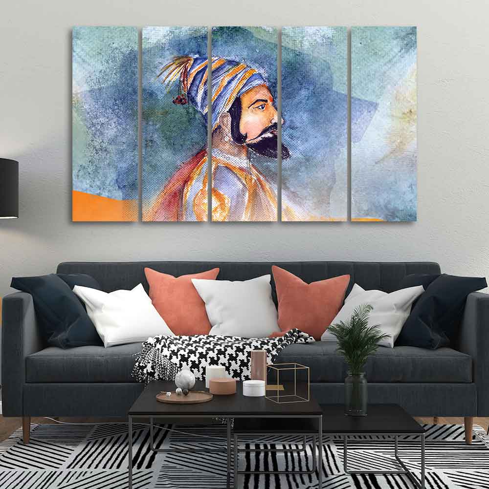 Chhatrapati Shivaji Maharaj Wall Painting Five Pieces