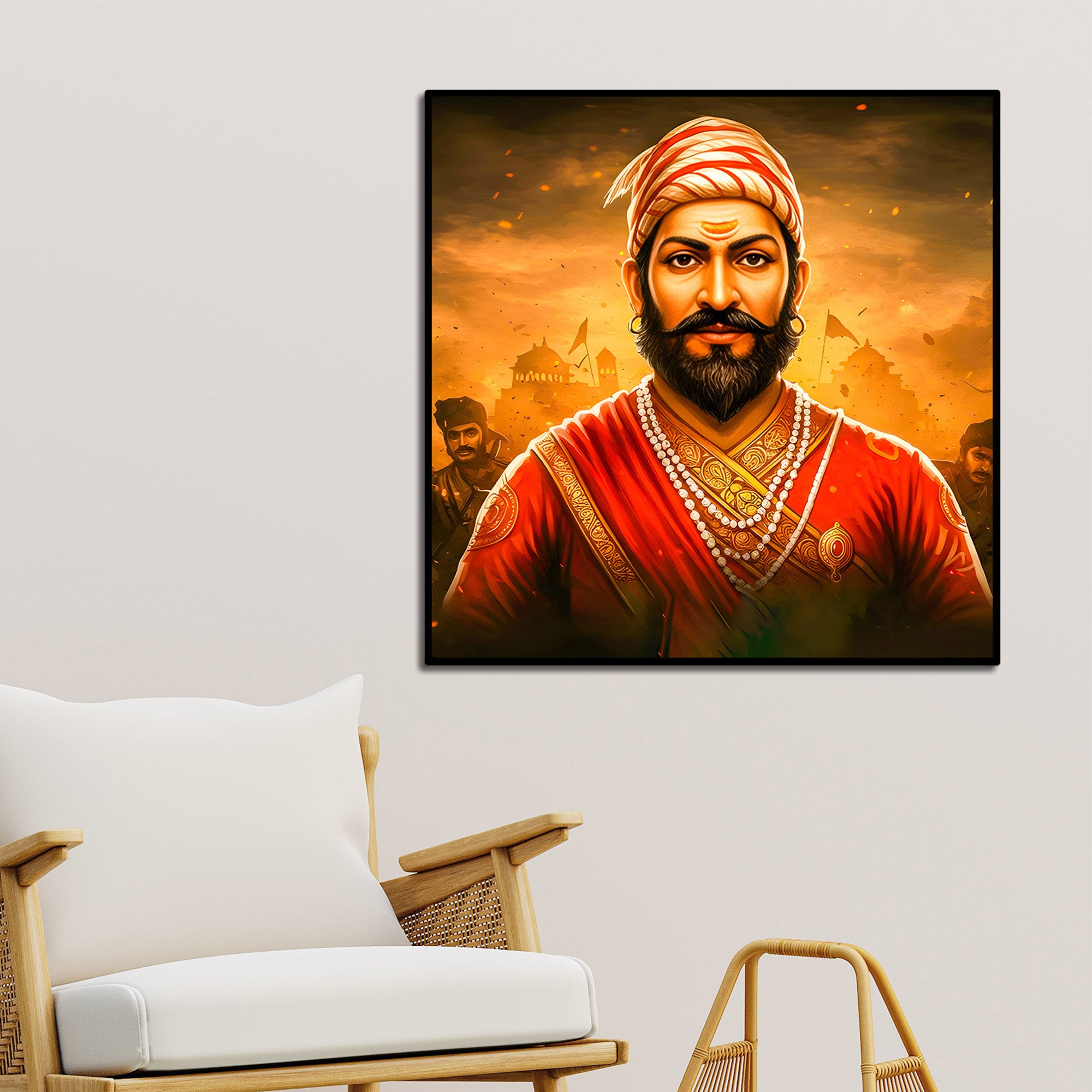 Chhatrapati Shivaji Maharaj Warrior Portrait Wall Painting