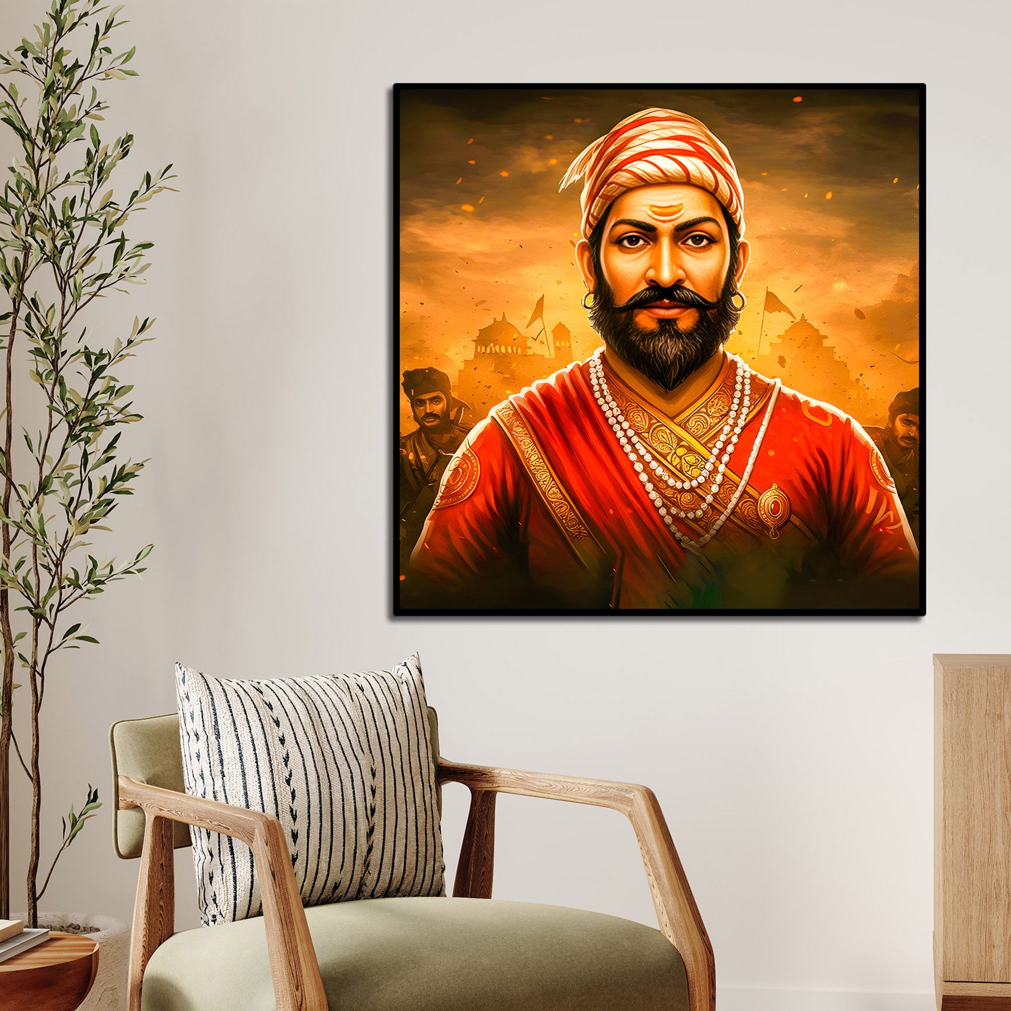 Chhatrapati Shivaji Maharaj Warrior Portrait Wall Painting