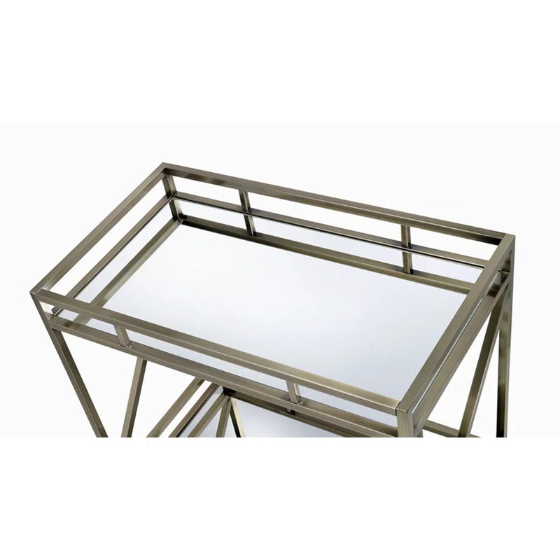 Chic X-Design Bar Trolley with Dual Mirror Shelving