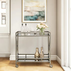 Chic X-Design Bar Trolley with Dual Mirror Shelving