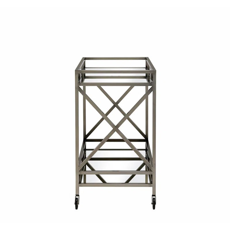 Chic X-Design Bar Trolley with Dual Mirror Shelving
