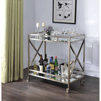 Chic X-Design Bar Trolley with Dual Mirror Shelving