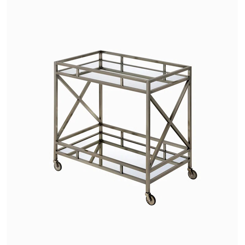 Chic X-Design Bar Trolley with Dual Mirror Shelving
