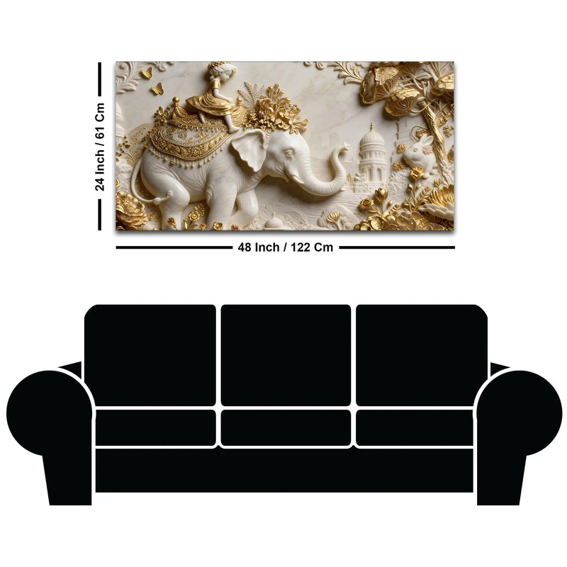 Child Riding Royal Elephant 3D Canvas Wall Painting