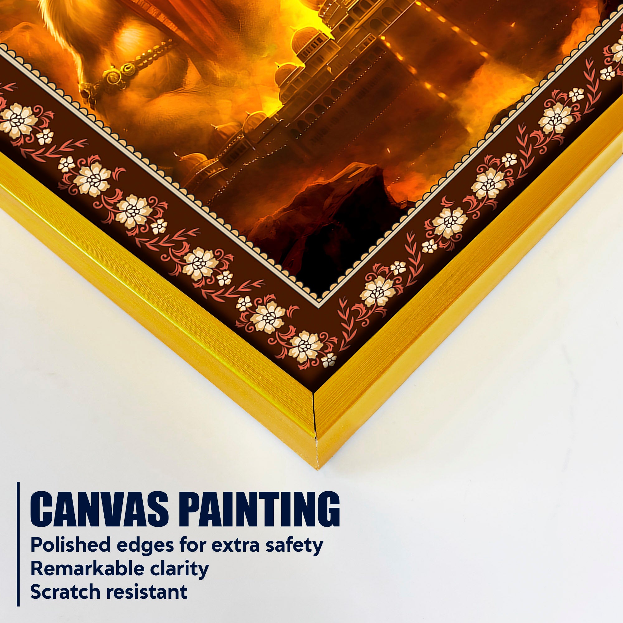 Chiranjivi Hanuman Immortal One Floral Border Vertical Wall Painting