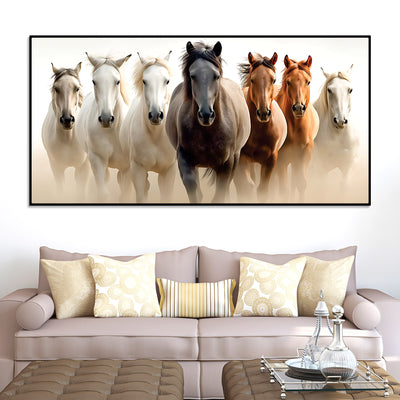 Cinematic view of Seven Horses Running Canvas Wall Painting