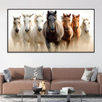 Cinematic view of Seven Horses Running Canvas Wall Painting