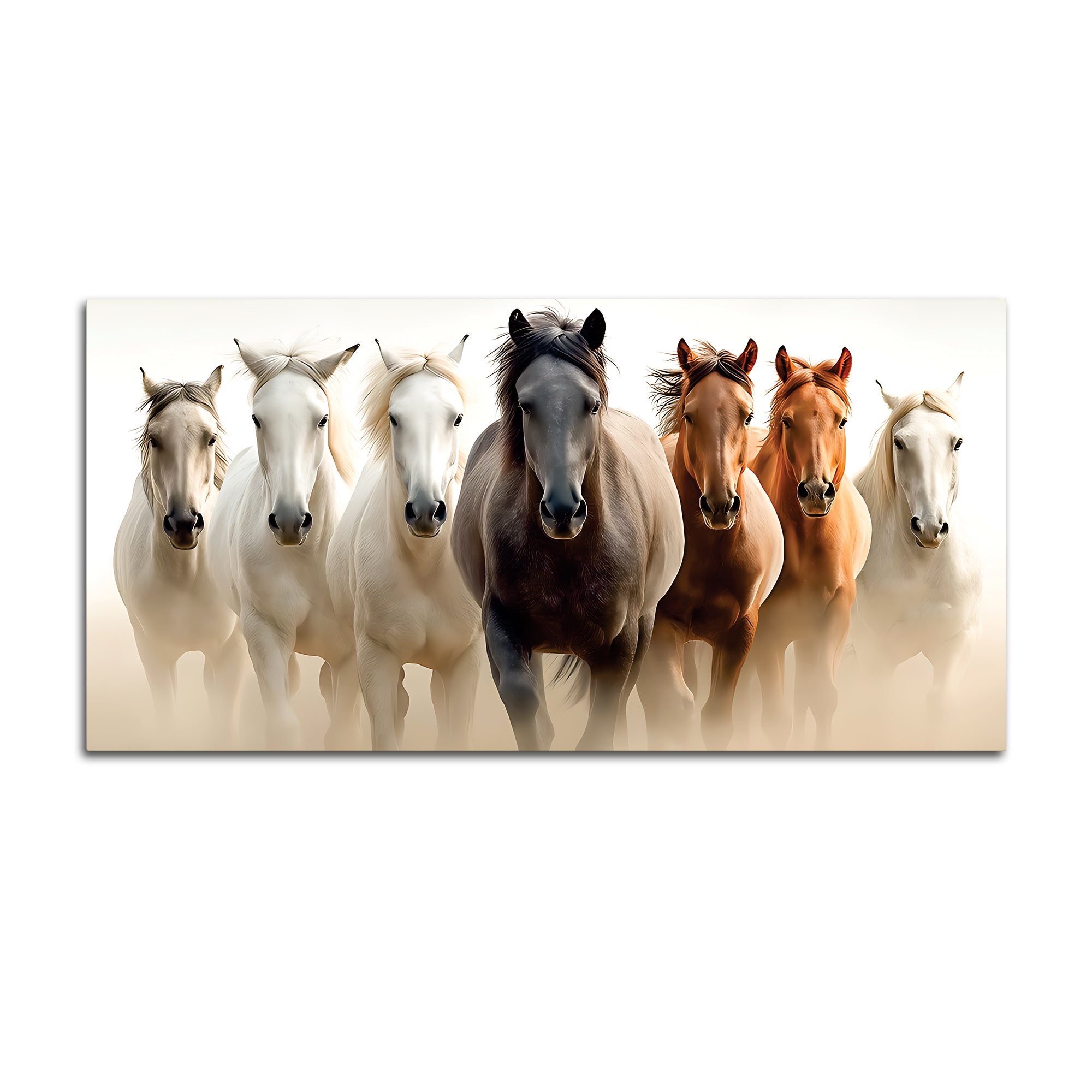 Cinematic view of Seven Horses Running Canvas Wall Painting