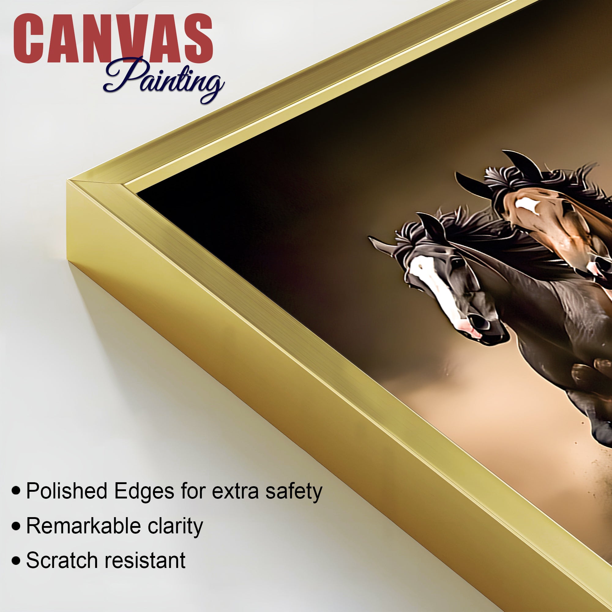 Cinematic view of Seven Running Horses Canvas Wall Painting