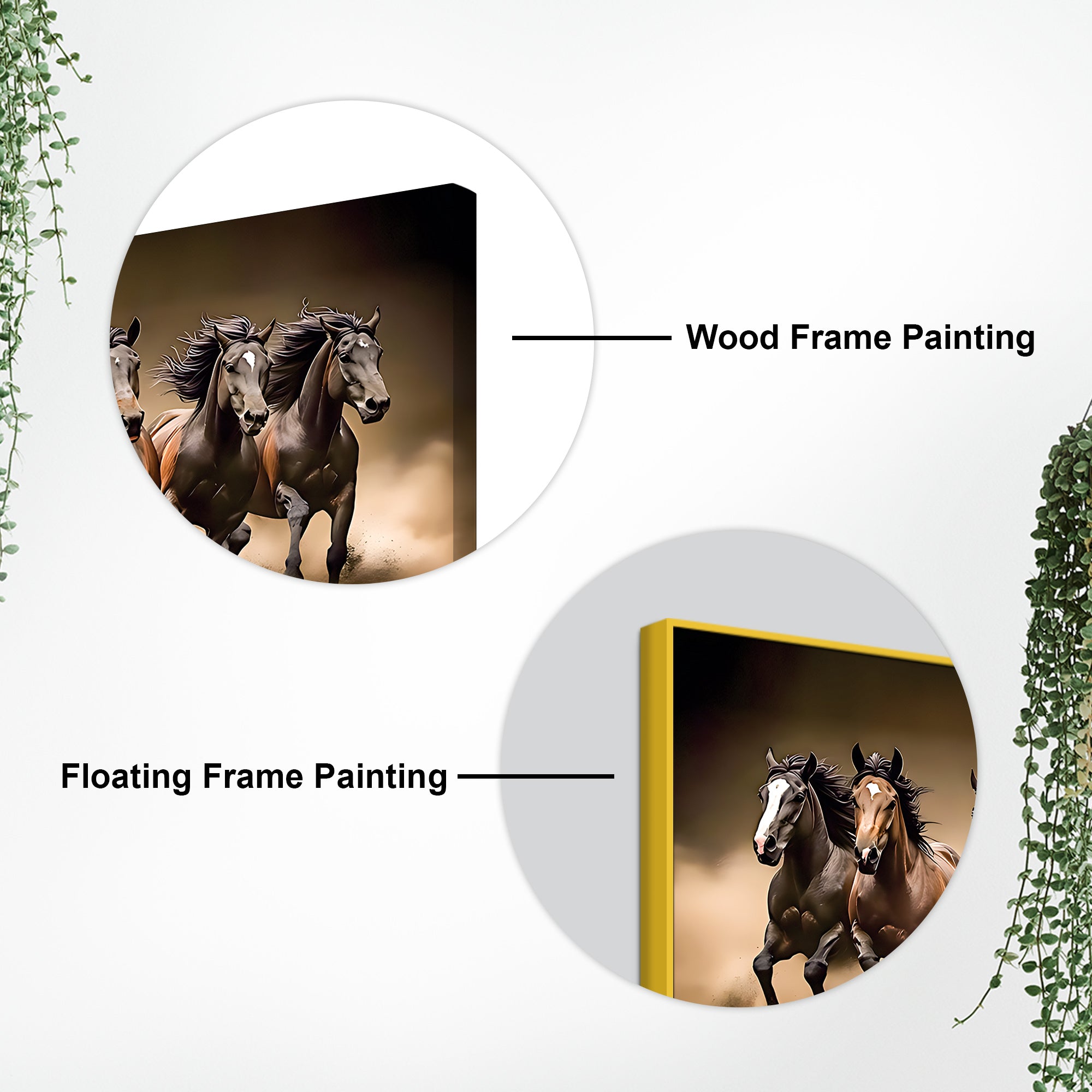 Cinematic view of Seven Running Horses Canvas Wall Painting