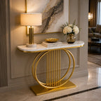 Circular Decorative Golden Metal Finish Stylish Console Table