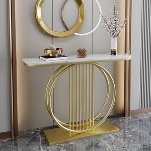 Circular Decorative Golden Metal Finish Stylish Console Table