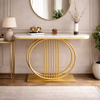 Circular Decorative Golden Metal Finish Stylish Console Table