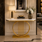 Circular Decorative Golden Metal Finish Stylish Console Table