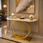 Circular Decorative Golden Metal Finish Stylish Console Table