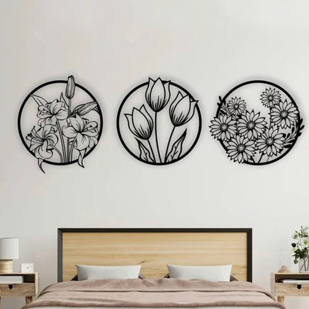 Circular Flora Collection Silhouette Metal Art Wall Decor