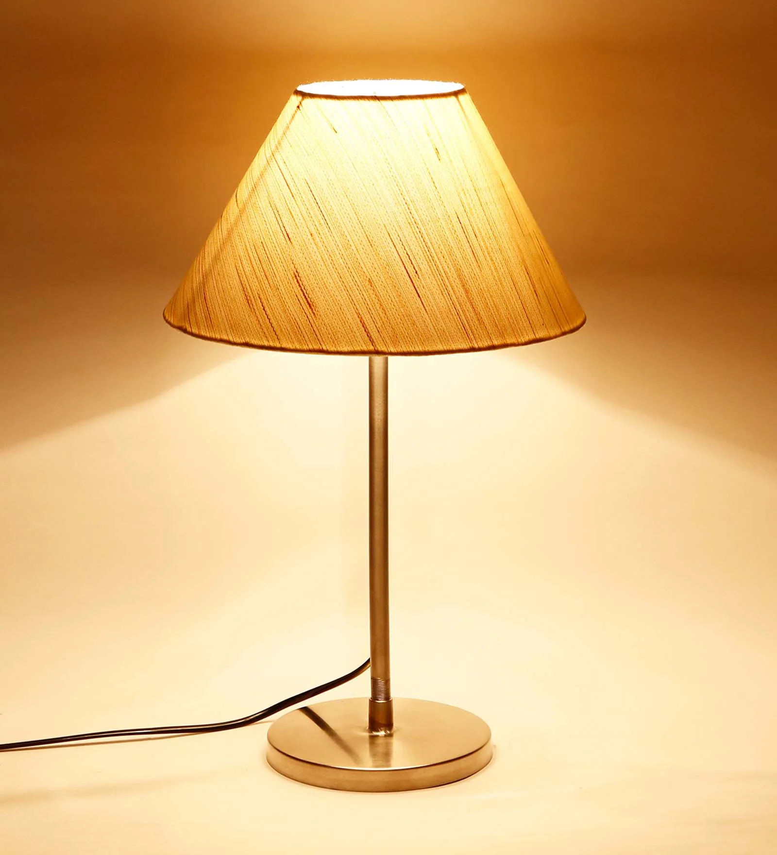 Circular Shaped Traditional Table Lamp with Silver Finish Base