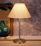Circular Shaped Traditional Table Lamp with Silver Finish Base